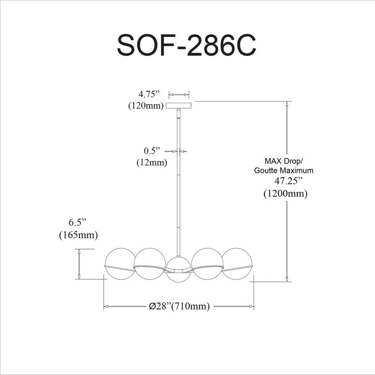 Sofia 28" Matte Black and Chrome Halogen Chandelier