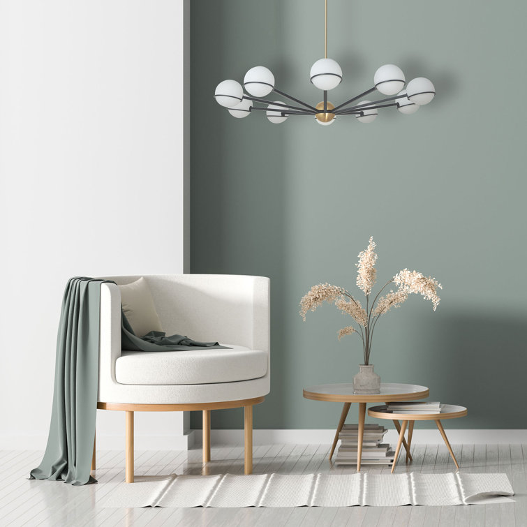 Modern Black and Brass 10-Light Sputnik Chandelier