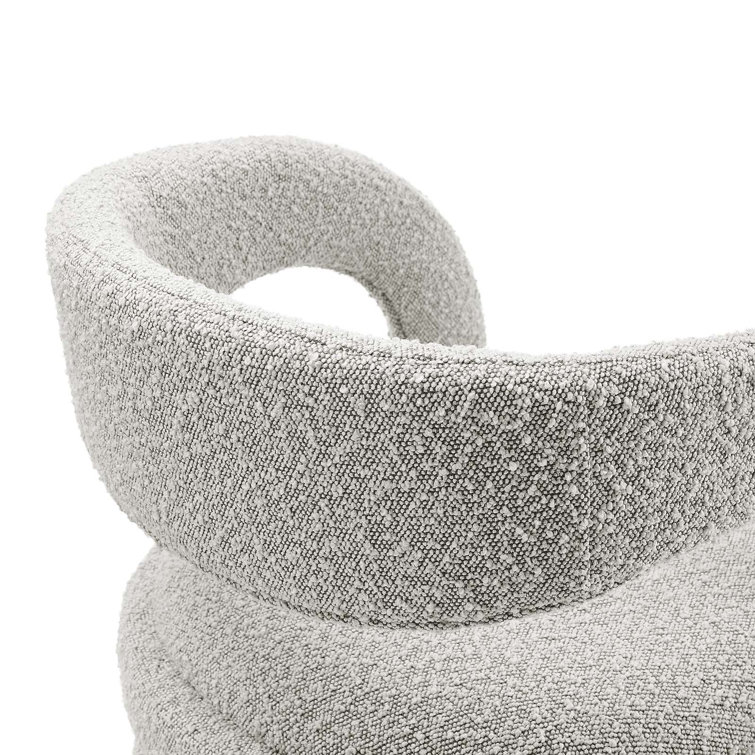 Taupe Silver Boucle Upholstered Counter Stools with Metal Legs, Set of 2