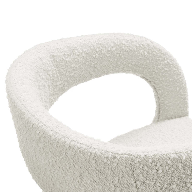 Ivory Boucle Upholstered Low Back Dining Chair Set