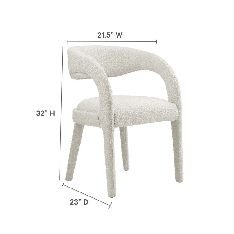 Ivory Boucle Upholstered Low Back Dining Chair Set