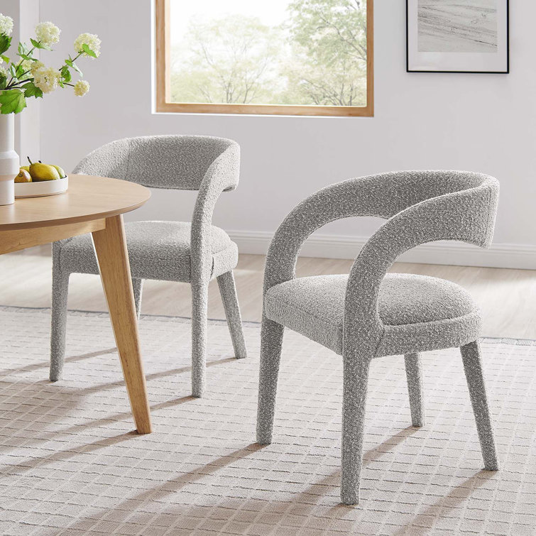 Taupe Boucle Upholstered Low Arm Chair Set