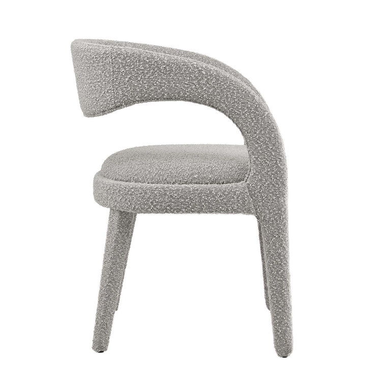 Taupe Boucle Upholstered Low Arm Chair Set
