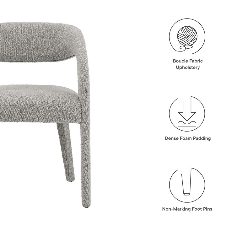 Taupe Boucle Upholstered Low Arm Chair Set