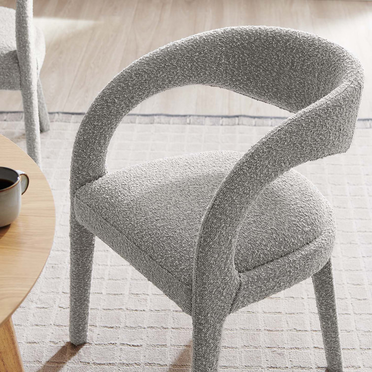 Taupe Boucle Upholstered Low Arm Chair Set