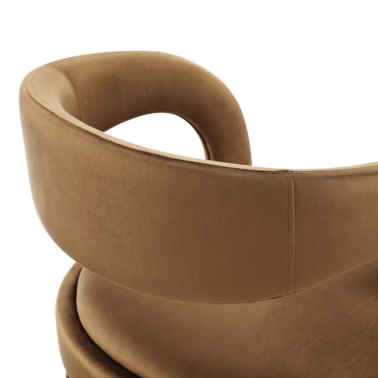 Ivory Gold Velvet Upholstered Counter Stools with Metal Footrest, Set of Two