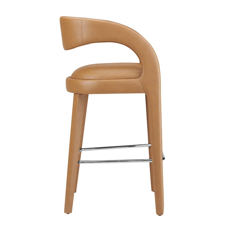 Taupe Silver Boucle Upholstered Bar Stools with Metal Legs, Set of Two