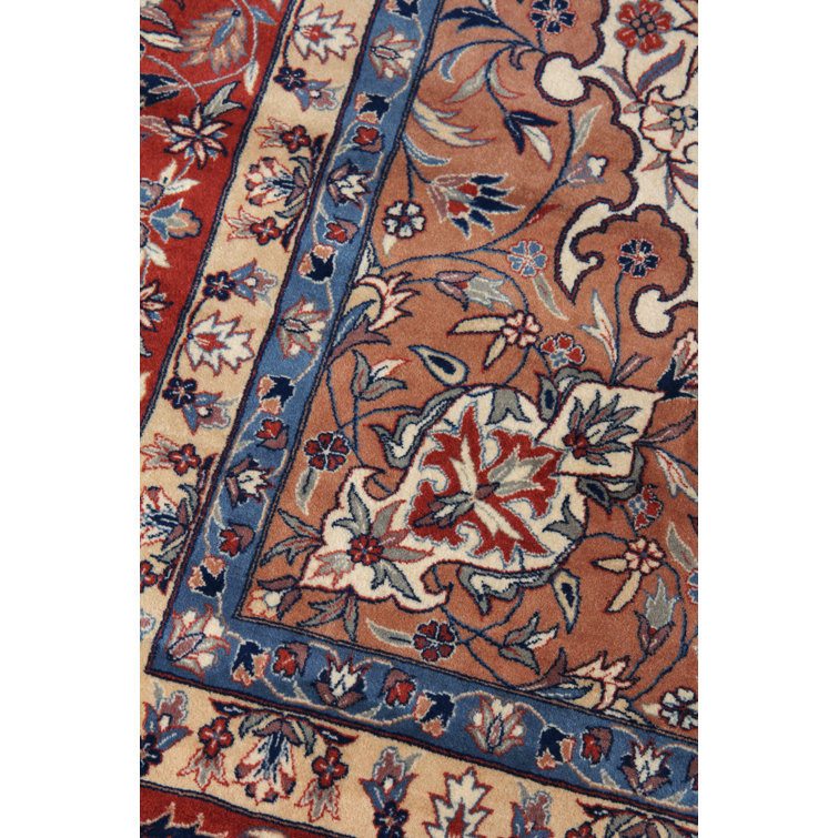 Handmade Red and Beige Wool Medallion Rectangular Area Rug