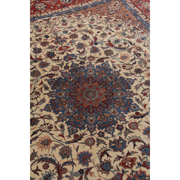 Handmade Red and Beige Wool Medallion Rectangular Area Rug