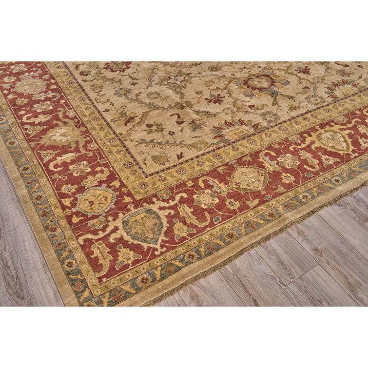Handmade Beige Wool Rectangular 12'x18' Rug