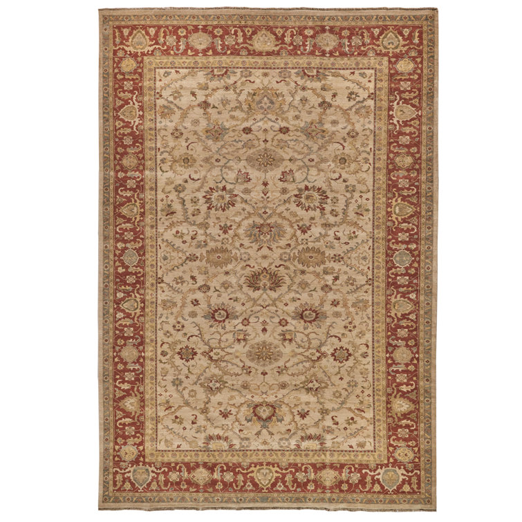 Handmade Beige Wool Rectangular 12'x18' Rug