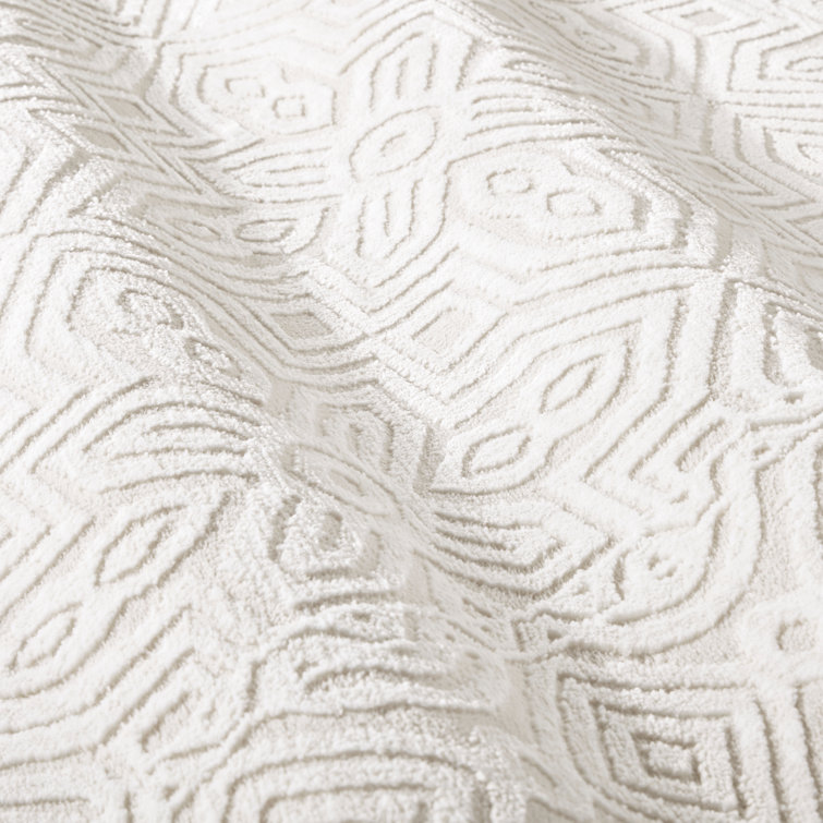 Ivory Medallion High-Low Texture Synthetic Area Rug