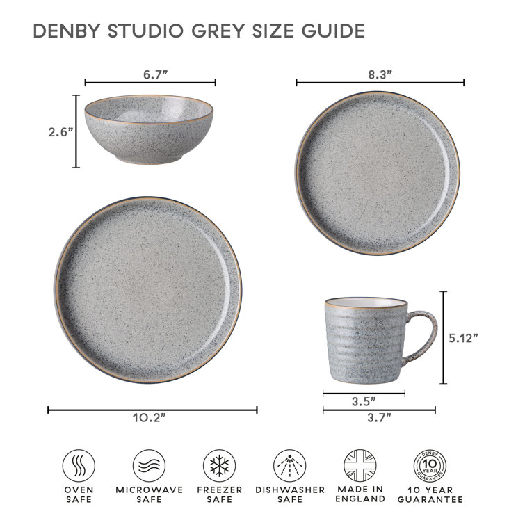 Studio Grey & White Ceramic Dinnerware Set for 4
