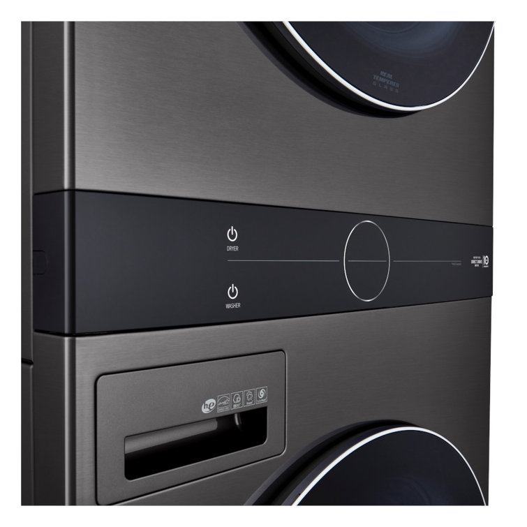 Black Steel 27" Smart Gas Washer and Dryer Set with LED Display
