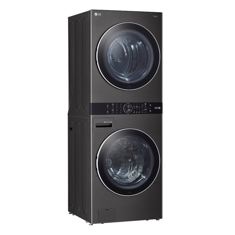 Black Steel 27" Smart Gas Washer and Dryer Set with LED Display
