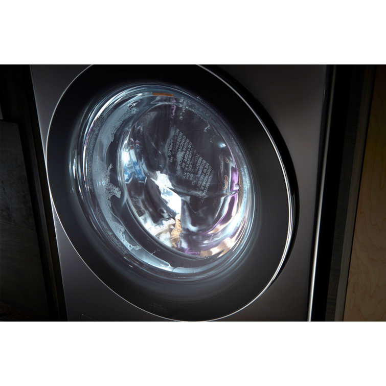 Black Steel 27" Smart Gas Washer and Dryer Set with LED Display