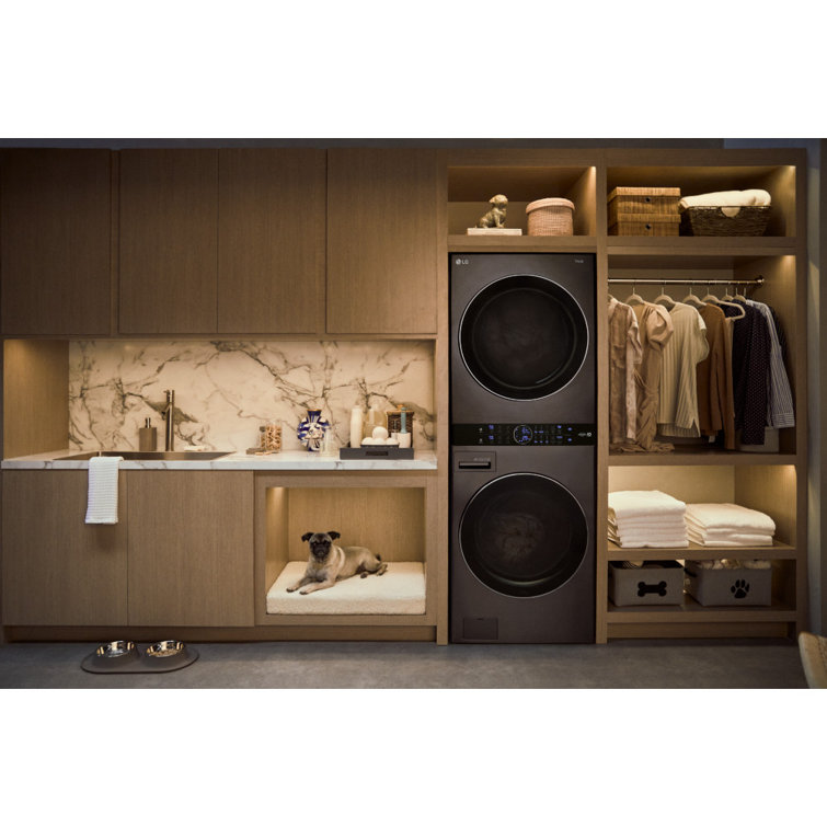 Black Steel 27" Smart Gas Washer and Dryer Set with LED Display