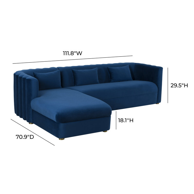 Navy Velvet Tufted Two-Piece Sectional Sofa
