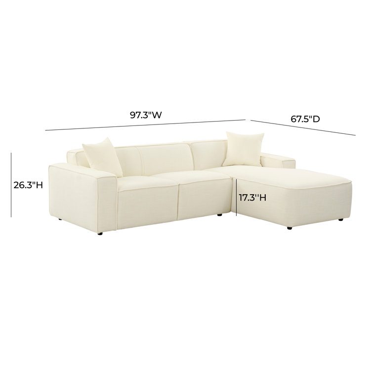 Elise Cream Velvet Right Hand Facing Sectional Sofa