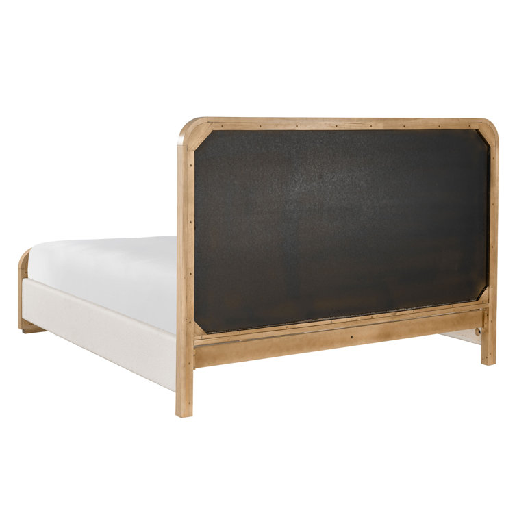 Canberra Ivory Upholstered Queen Bed with Oak Frame