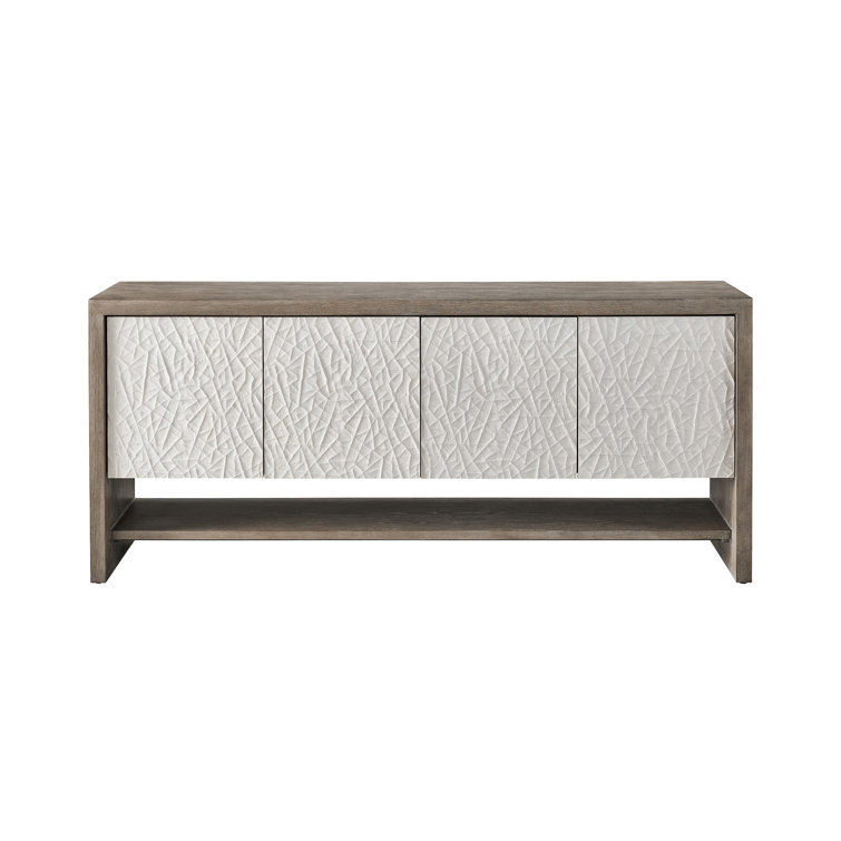 Weathered Oak and Cream 72'' Rectangular Sideboard with Storage