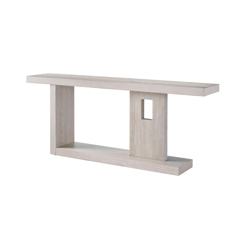 Beige Rectangular Wood Console Table with Cutout Design