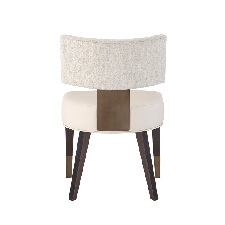 Beige Linen Upholstered Side Chair with Plastic Accents