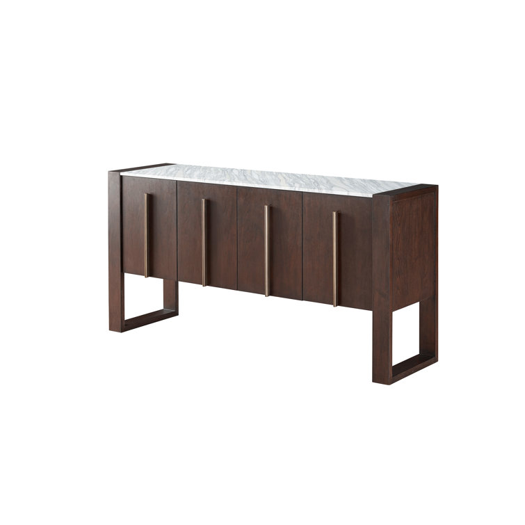 Parma 68'' Dark Walnut Sideboard with Marble Top