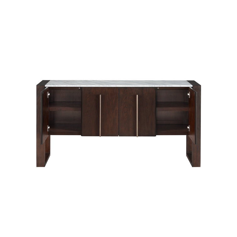 Parma 68'' Dark Walnut Sideboard with Marble Top