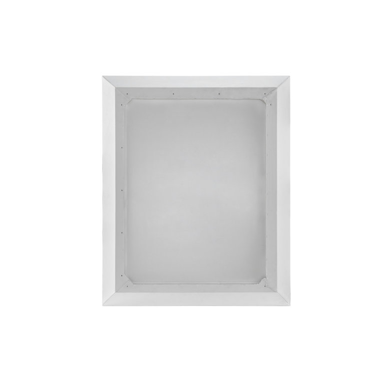 Cream Leather and Wood Transitional Mirror