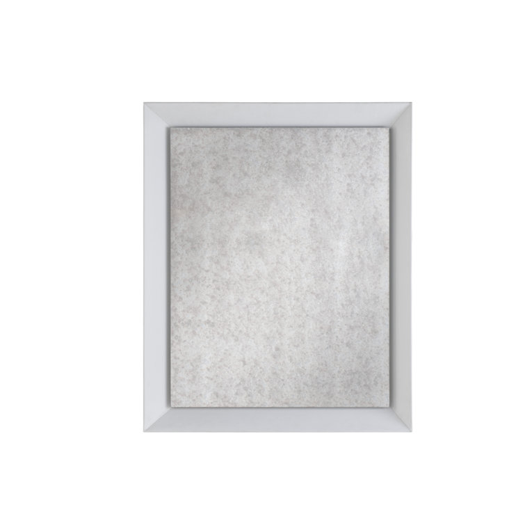 Cream Leather and Wood Transitional Mirror