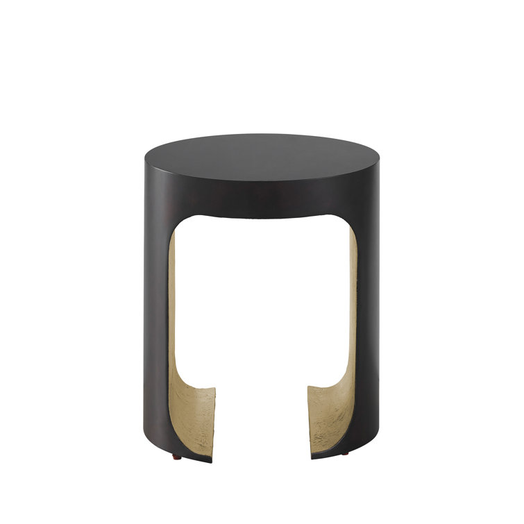 Black and Gold Round Metal Contemporary Side Table