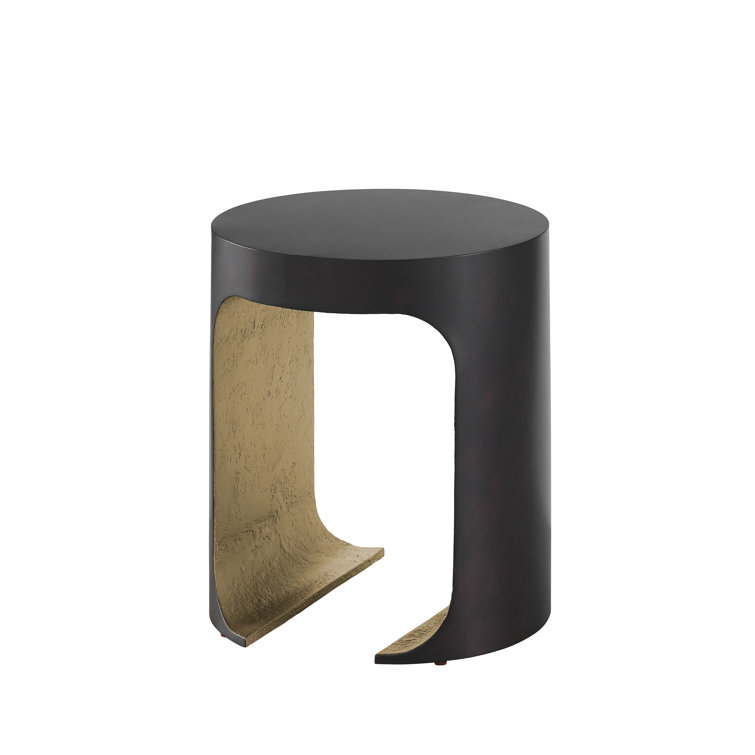 Black and Gold Round Metal Contemporary Side Table