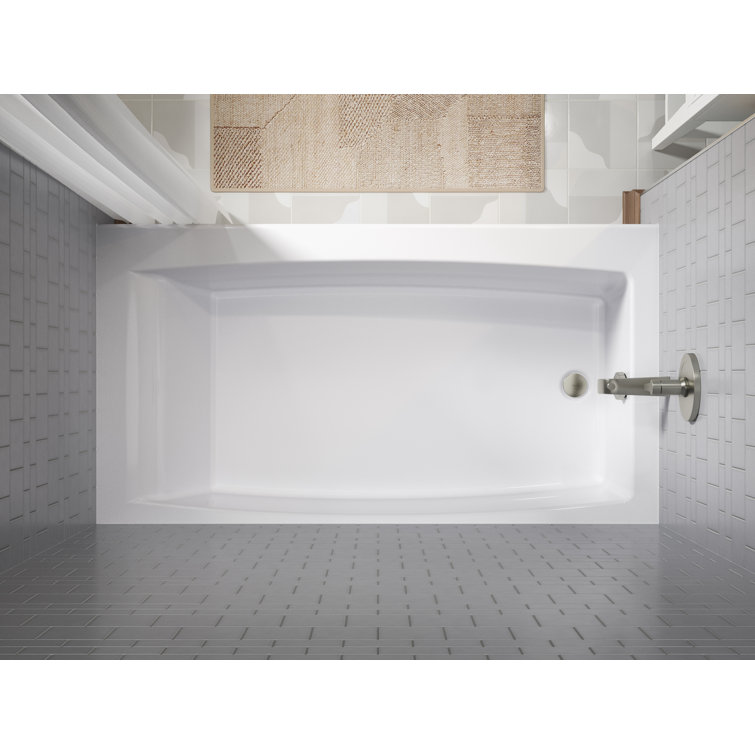 White Acrylic 60" x 32" Alcove Bathtub with Right Drain
