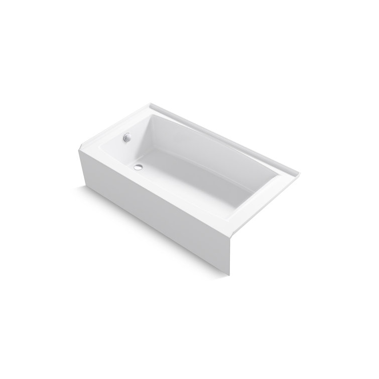 White Acrylic 60" x 32" Alcove Bath with Left Drain