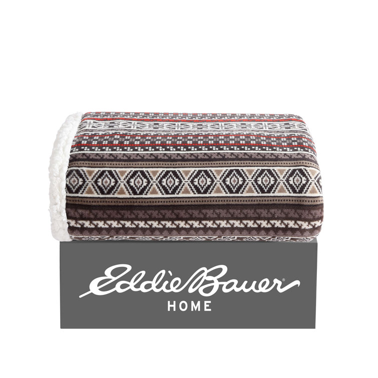 Sycamore Brown Plush Fleece and Sherpa Reversible Throw Blanket