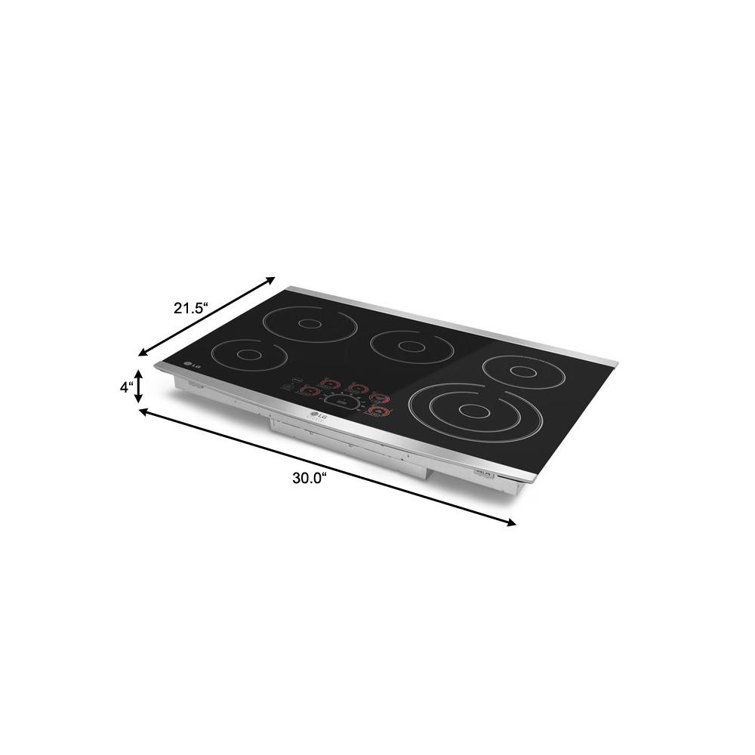 30" Black Ceramic Electric Cooktop with 5 Burners