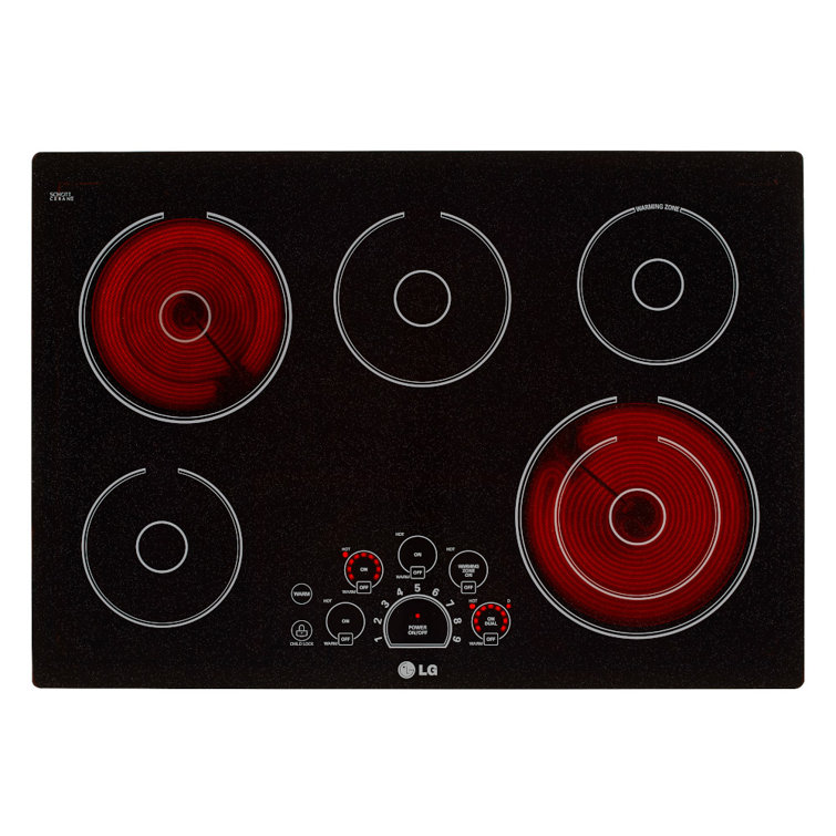 30" Black Ceramic Electric Cooktop with 5 Burners
