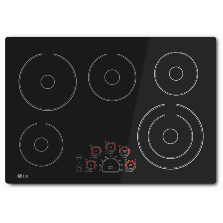 30" Black Ceramic Electric Cooktop with 5 Burners