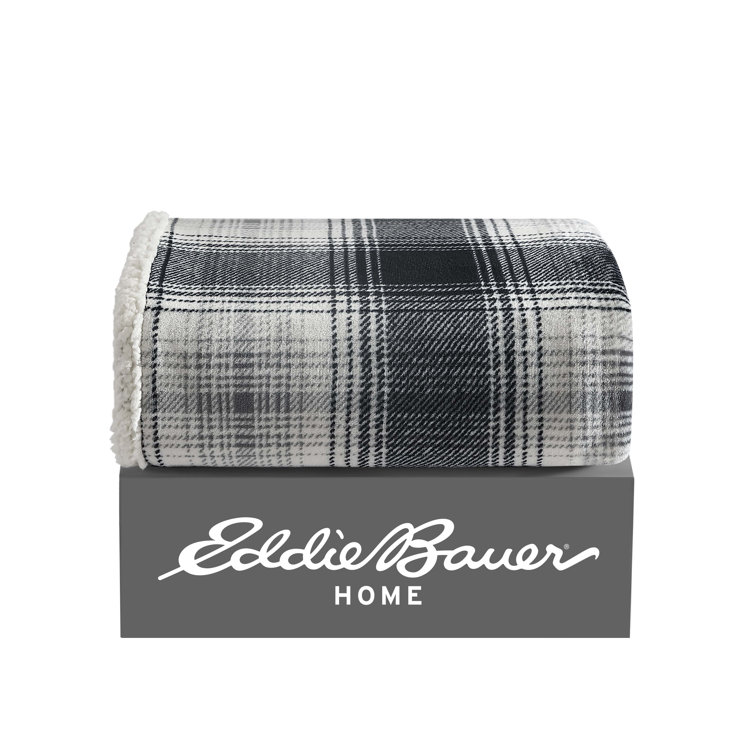 Vail Plaid Grey 50"x60" Reversible Fleece Sherpa Throw Blanket