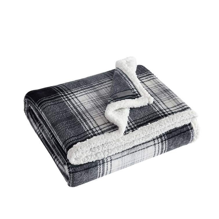 Vail Plaid Grey 50"x60" Reversible Fleece Sherpa Throw Blanket