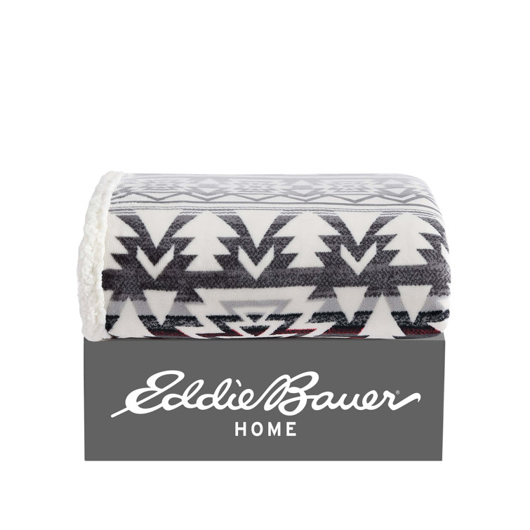 Clyde Hill Stripe Grey 50"x60" Reversible Plush Sherpa Throw