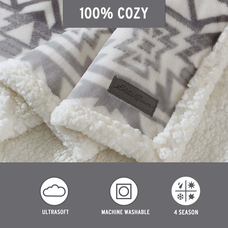 Clyde Hill Stripe Grey 50"x60" Reversible Plush Sherpa Throw