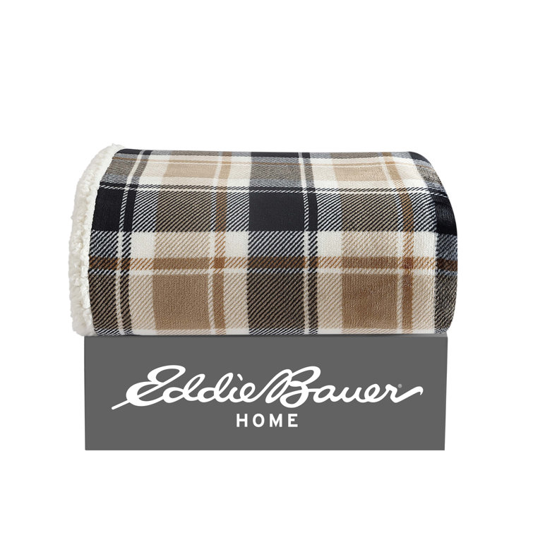 Rugged Plaid Brown 50"x60" Reversible Fleece/Sherpa Throw