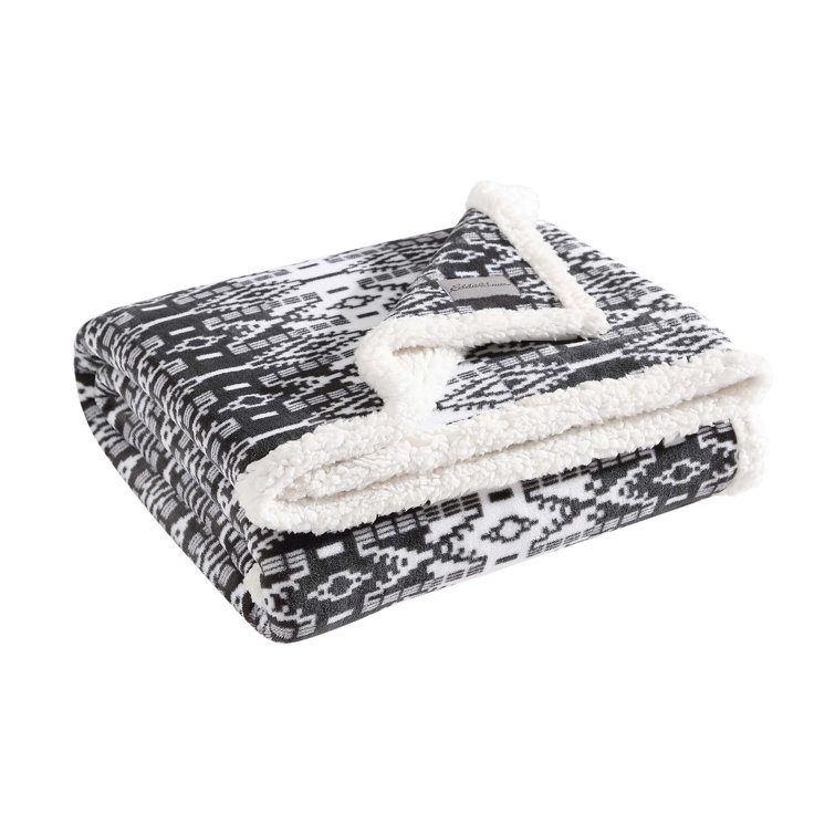 San Juan Charcoal Reversible Sherpa Fleece Throw Blanket
