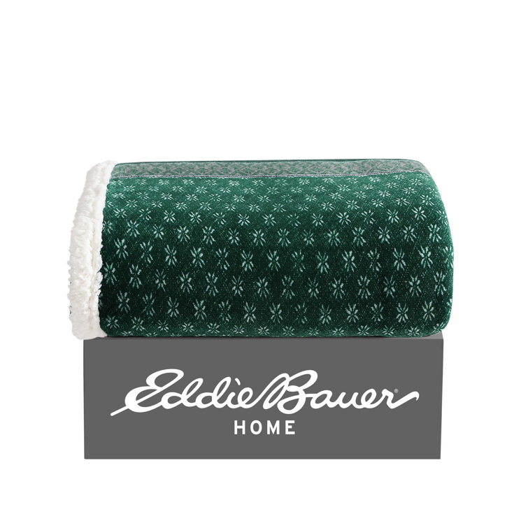 Fair Isle Green Sherpa Reversible Plush Throw Blanket