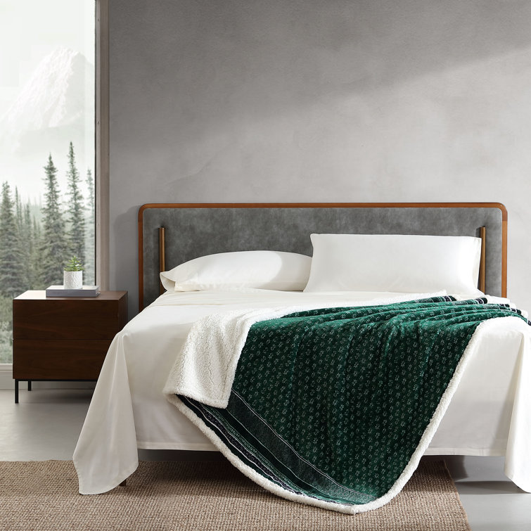 Fair Isle Green Sherpa Reversible Plush Throw Blanket