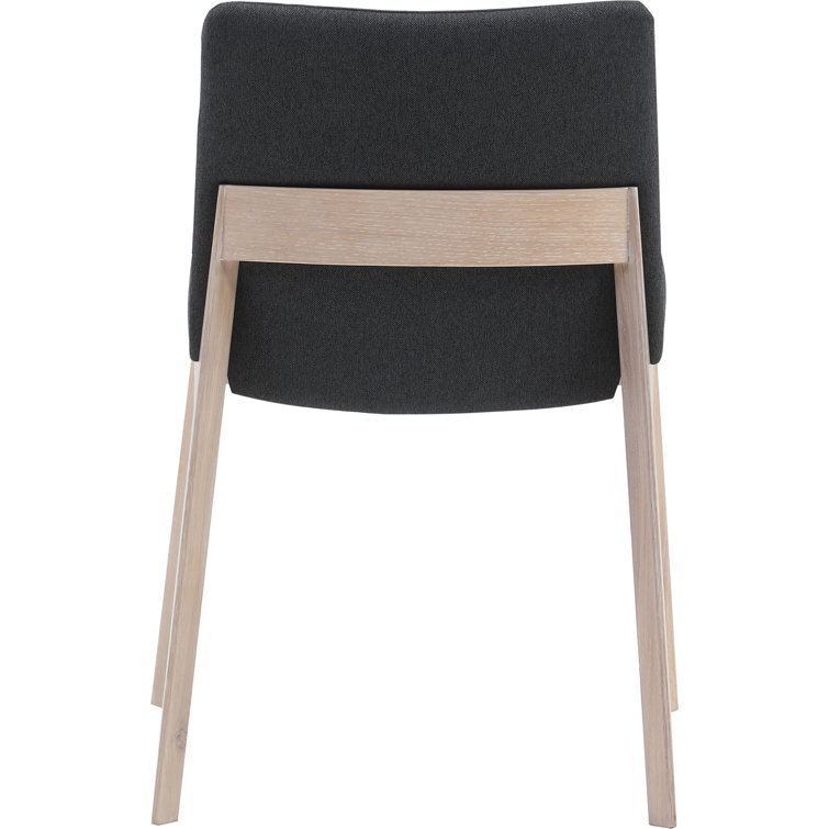 Natural Wood Dark Gray Upholstered Side Chair Set