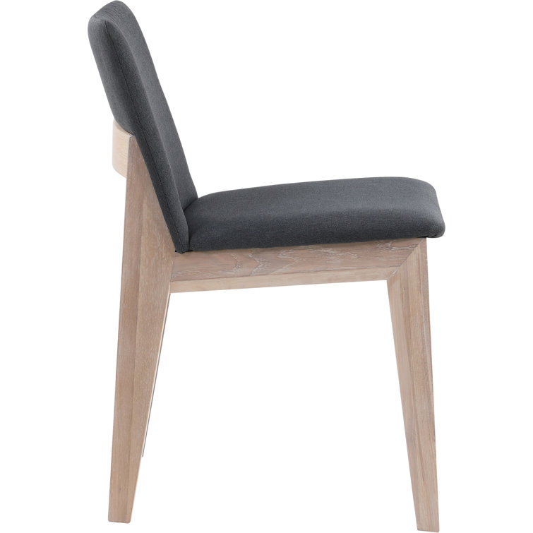 Natural Wood Dark Gray Upholstered Side Chair Set