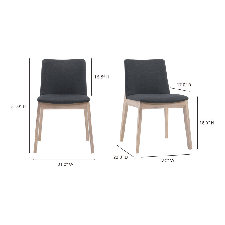 Natural Wood Dark Gray Upholstered Side Chair Set